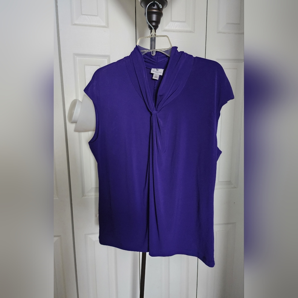 Worthington Deep Purple Cap Sleeve Blouse
